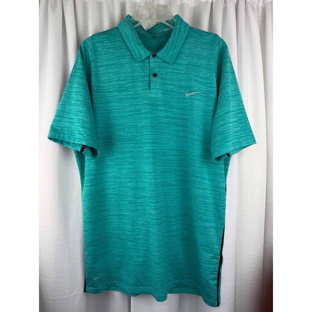 Nike Tiger Woods Collection Dri-FIT Golf Polo Shirt Teal Green Mens Large